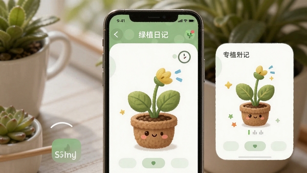 ��ֲ�ռ�Ӧ�ý����ͼ��չʾרע��ʱҳ��Ϳɰ���ֲ��ɳ�״̬���ֻ���Ļ��ʾ