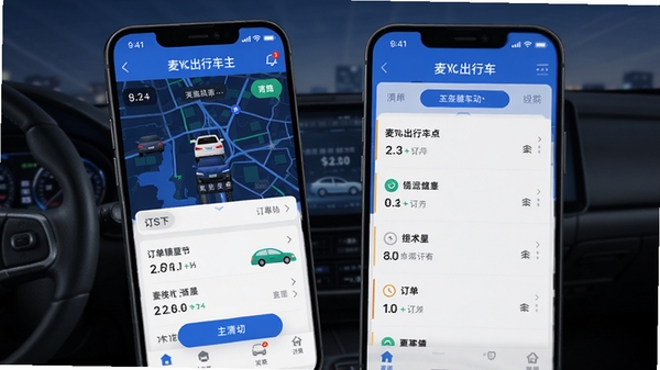 �󿨳��г�����APP����չʾ���ֻ���Ļ����ʾ��Լ���ӵ���ͼ�붩���б�����ɫ�Ƽ��б�����ͻ�������ӵ�����