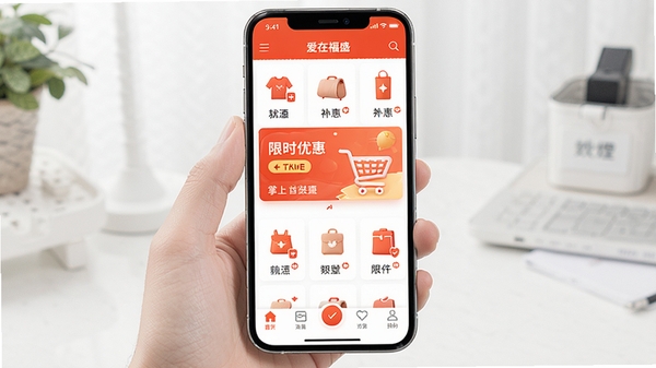 ���ڸ�ʢapp�ٷ���������չʾ���ֻ���Ļ�г��ֹ����̳���ҳ��������Ʒ����ͼ�ꡢ��ʱ�Żݺ�����ײ�������������������������Ʒ��ɫΪ�Ⱥ�ɫ���ɫ���䣬�������ִ���ͻ�����Ϲ����ݸ�