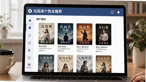 元阅读个性化推荐界面,展示根据用户喜好推荐的小说列表
