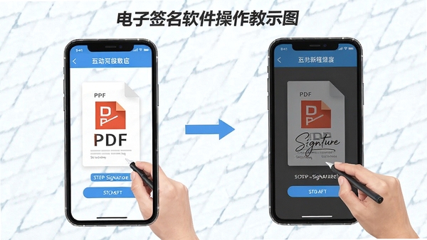 ����ǩ�����������̳�ʾ��ͼ���ֻ���Ļչʾ����PDF�ĵ�������ǩ���Ĳ��裬�����������