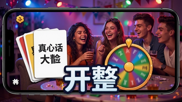 �����ɶ���Ϸ���棬�ֻ���Ļ��ʾ���Ļ���ð�տ�Ƭ��ת�̣����������ֵľۻ᳡����������Χ��һ���Ļ�������ɫ�ƹ��Χ���������ƿ�����Ŀչʾ