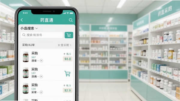 ҩֱͨapp�ƶ��˲��������ͼ��չʾҩƷ�����빺�ﳵ���ܣ��������ֻ���Ļ������ʾ�ɹ��б�������Ϊ����ҩ����ܳ���