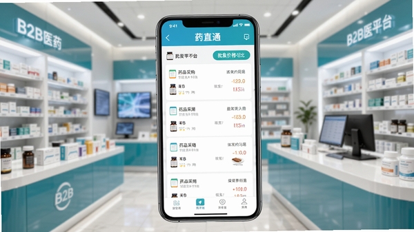 ҩֱͨapp����չʾ���ֻ���Ļ�г���ҩƷ�ɹ��б��������۸�Ա�ҳ�棬����Ϊ�ִ���ҩ�곡�������������ͻ��B2Bҽҩ����ƽ̨��רҵ��