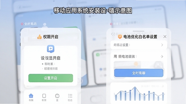 ȫʱ�����ƶ�Ӧ��ϵͳ��װ���ý���ʾ��ͼ��չʾȨ�޿��������Ż����������ò���