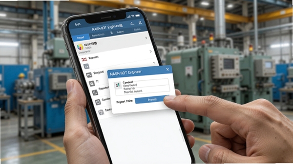 NASH IIOT����ʦ�����ֻ��ϵĲ��������ͼ��չʾ�豸ɨ���б��ͼĴ�����д����������ʦ��ָ���ڵ����Ļ����ҵ�ֳ������黯