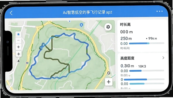 �ǻ۵Ϳ�app���м�¼ҳ���ͼ����ʾ���й켣��ͼ��ʱ������߶�����ͳ�ƣ���ɫ������棬�ֻ���Ļչʾ