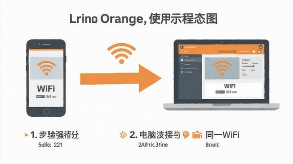 Orange Link ʹ�ý̳�ʾ��ͼ���ֻ����������ͬһWiFi������ֲ�չʾ����ɫ��ͷ����������ƽ�����