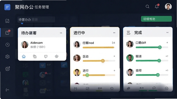 �����칫�������������棬����չʾ���졢�����С������״̬���Ŷӳ�Աͷ���������