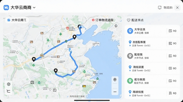 ������APP��������׷�ٽ��棬չʾ��ͼ�켣�����ͽڵ㣬����ֱ�۵��б����