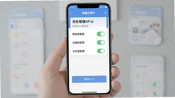 �����м�ְAPPȨ�������밲ȫ���Ľ��棬�ֻ���Ļ��ʾȨ�޹���������ٱ���ڣ������లȫ