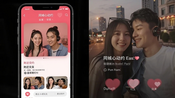 同城心动约 附近交友 手机社交软件界面展示