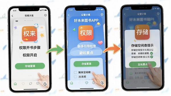 ��δ��ͼ��APP��װ�������������棬չʾȨ�޿���������洢�ռ�����ʾ�������������������ֻ���Ļ�������ͷָʾ��ͻ������������ܿ�Ҫ��