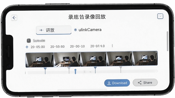 ulinkCamera¼��طŹ��ܽ��棬ʱ����ѡ��¼��Ƭ�Σ��ֻ���Ļ��ʾ�����������ť������ɫ������Ʒ��ͼ