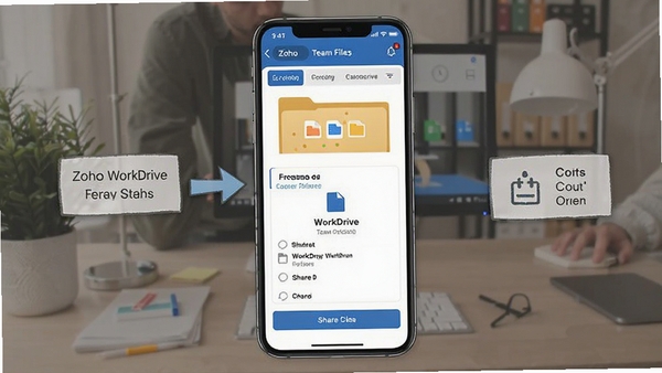 Zoho WorkDrive�ƶ����ļ��ϴ���Ȩ�����ò���ʾ��ͼ���ֻ�������ʾ�Ŷ��ļ��к͹���ѡ��