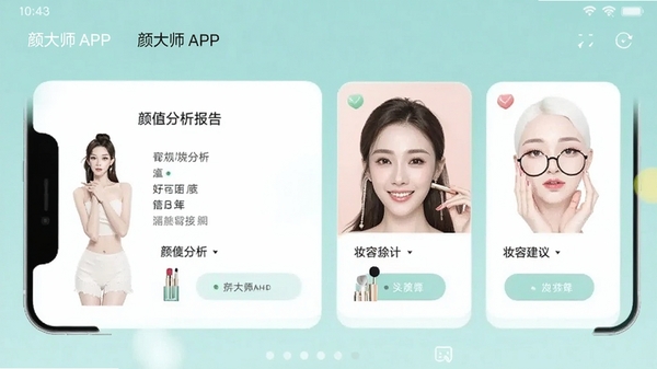 �մ�ʦAPP�������ͼ��չʾ��ֵ����������ױ�ݽ��鿨Ƭ��������ˬ���ֻ���Ļ����ʾ���������մ�ʦ