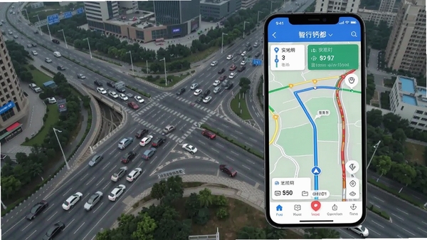 ���иƶ�APP���ܵ�������չʾ���ֻ���Ļ��ʾʵʱ·�߹滮��·����Ϣ������Ϊ���е�·���ͼ