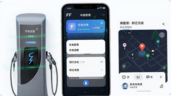 FF�й�App���������棬չʾ����������ԤԼ������á��������׮��ͼ��λ������Դ�Ƽ����