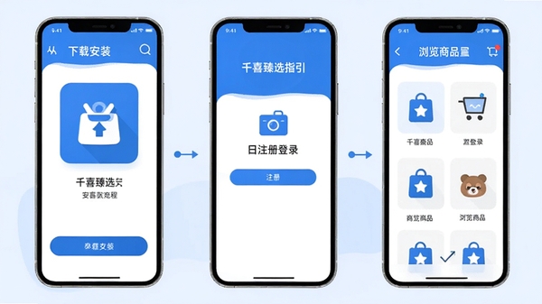 ǧϲ��ѡAPP���ֲ���ָ��ʾ��ͼ���ֻ�����չʾ�����ذ�װ��ע���¼�ٵ������Ʒ���������̣����ü���ƽ����Ʒ����ɫ������Ϊ��