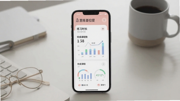 ����������app����ͳ��ҳ�棬չʾ��ϰʱ������ɿγ�����ͼ�����ֻ���Ļɫ����ͣ�����Ϊ��Լ���棬�������������������˶�����׷�ٹ���