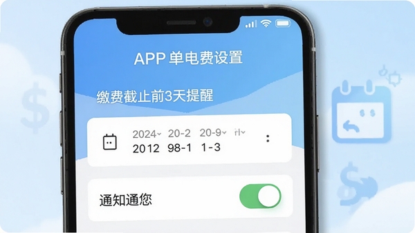 ˮ�ѵ��ͨAPP�˵��������ý����ͼ��չʾ����ѡ������֪ͨ���أ��ֻ���Ļ��ʾ���ɷѽ�ֹǰ3�����ѡ�����������Ϊ����ɫ���䣬ͻ���������ѹ���