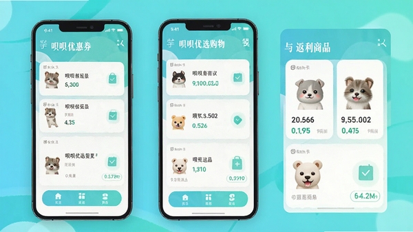 ������ѡ����ʡǮAPP����չʾ���ֻ���Ļ����ʾ�Ż�ȯ�б��뷵����Ʒ������Ϊ��������ɫ�����ִ���Լ���