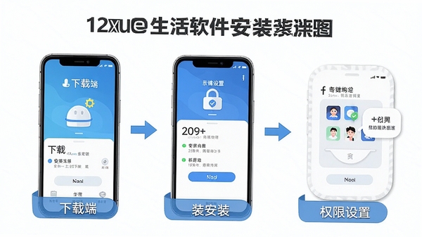 12xue����������װ����ʾ��ͼ��չʾ�ֻ������ء���װ��Ȩ�����������ؼ����ڣ����Լ����ֱ�ע���������ֿ��������������