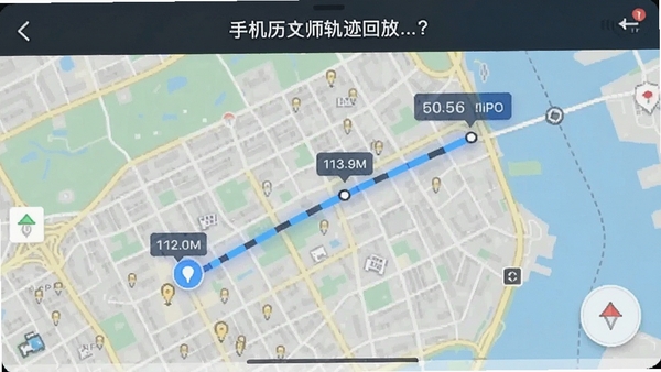 �ֻ���λ���˴�ʦ��ʷ�켣�طŹ��ܽ��棬��ͼ����ʾһ������ʱ���ǵ��ƶ�·��