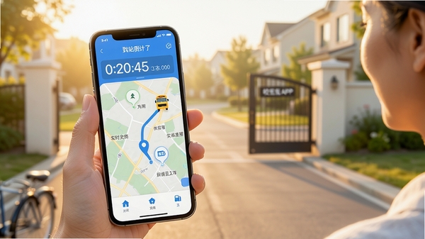 У������APP������չʾ���ֻ���Ļ��ʾУ��ʵʱλ�õ�ͼ�뵽վ����ʱ������Ϊ��ɫ���·�񣬼ҳ��ֳ��ֻ��鿴������Ϊ�峿С���ſڣ�����������ܰ