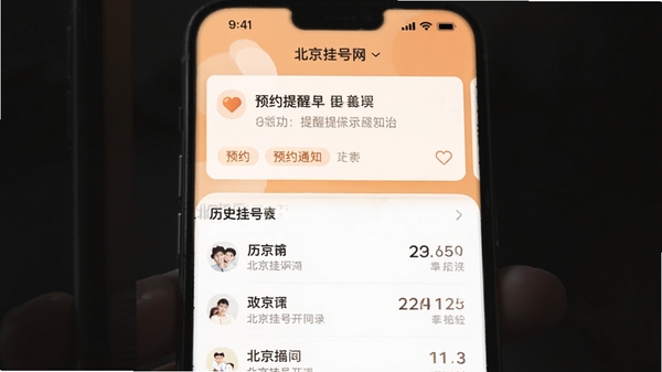 �����Һ���APP������������ʷ��¼���棬չʾԤԼ�ɹ�֪ͨ��Ƭ����ʷ�Һż�¼�б�����ܰ���ѷ��