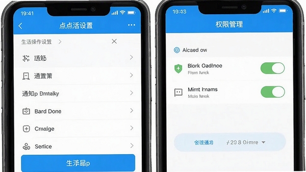 ������App���ֻ��ϵĲ��������ͼ��չʾ���ò˵���Ȩ�޹���ҳ�棬������ѡ���б�������ɫ�����û����ڵ���֪ͨȨ��