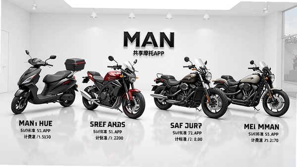 ����MAN����Ħ��APP�Ķ೵��ѡ���ܣ�����һ��չʾ��ͬ��ʽĦ�г����е�ͼƬ������̤�峵���ֳ���Ѳ�����ȣ�ÿ�����Ա߱�ע�������ƺͼƷѱ�׼������Ϊ���İ�ɫչ�����ͻ��������ۺ�MAN����Ħ��Ʒ�Ʊ�ʶ