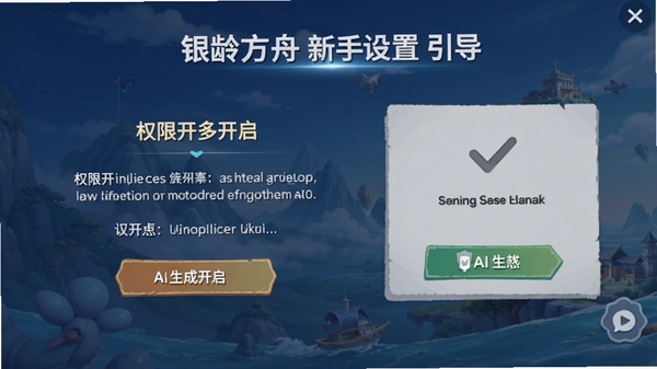 银龄方舟新手设置引导界面截图,展示权限开启步骤,AI生成