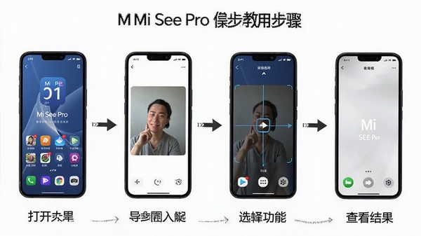 Mi See Proʹ�ý̳̲���ͼ��չʾ�Ӵ�APP������ͼƬ��ѡ���ܡ��鿴����������������̣�ÿһ�������ֻ���ͼ������˵���������Ű�����