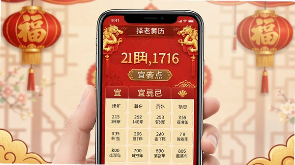 ���ϻ�����������չʾ���ֻ���Ļ����ʾũ�����ں��˼��б�������Ϊ�й���ͳ��ɫϲ���񣬴��н�ɫװ��Ԫ��