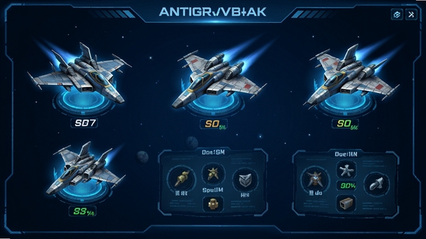 Antigravityս�����ɽ��棬չʾ��ܿƻ�ս��������ǿ��ϵͳ���Ƽ���UI��ƣ�����ɫ����