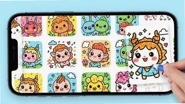 ��ͿС���������ɫӦ��������չʾ��ɫ���ͷ׵��߸�ģ���������У��ֻ���Ļ�г��ֿɰ���ͨͼ����ɫ���̣���������������