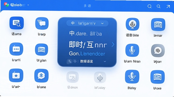 翻译哒软件主界面展示,多语种翻译功能图标排列整齐,背景为简洁的蓝白配色,突出即时翻译与语音识别功能,画面中央显示中英互译示例,整体风格现代科技感十足
