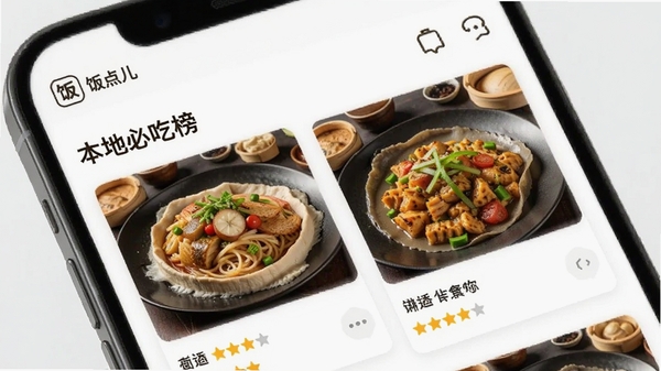 �����APP��ʳ�񵥽��棬�ֻ���Ļչʾ�����رس԰��������Ƭ����Ƭ�������˲�ƷͼƬ���Ǽ����֣����������£����С����������ʶ