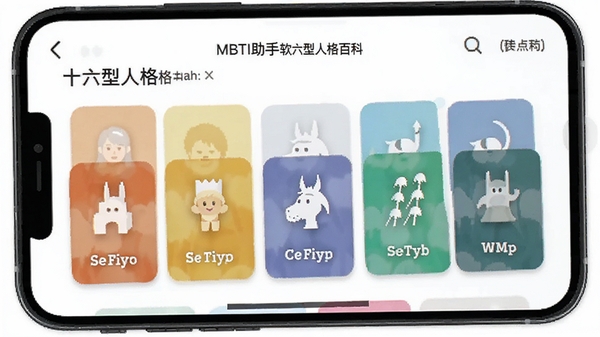 MBTI���������е�ʮ�����˸�ٿ�ҳ�棬չʾ�����˸����Ϳ�Ƭ��ͼ�꣬�ɾ������Ľ��棬�ʺ��ֻ��Ķ�