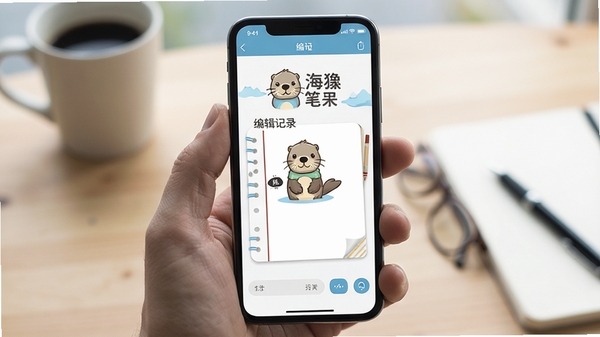 海獭笔记极速记录界面展示,手机屏幕中打开应用立刻进入编辑状态,简洁的记事本界面,海獭笔记文字标识清晰可见
