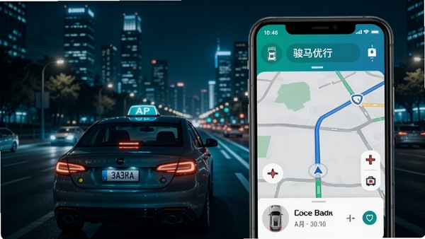 ��������APP������չʾ������ҹ��������һ����Լ�����ڽӵ����ֻ���Ļ��ʾ��ͼ�����ͳ�����Ϣ������ɫ��������ɫΪ����ͻ����ݳ�������