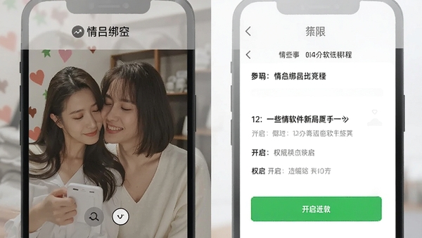 一些事一些情软件新手设置教程截图,展示情侣绑定和权限开启步骤