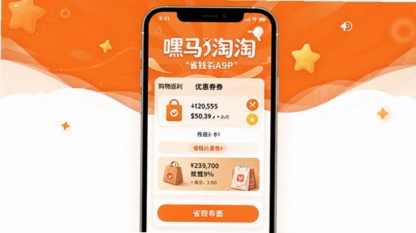 ��������APP������չʾ���ֻ���Ļ�г��ֹ��ﷵ�����Ż�ȯ��ȡҳ�棬����Ϊ�����ĳȰ�ɫ����ͻ��ʡǮ�������⣬�������ƺ���������Ŀ��ʾ