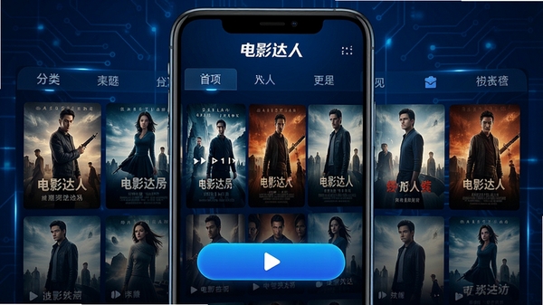 ��Ӱ�����ֻ�APP����չʾ������Ӱ�Ӻ���ǽ�����ർ�����������Ű�ť��Ŀ���Ƽ�����ɫ���������������Ƶ�Ӱ����λ�ڶ���