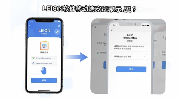 LEION�����ƶ��˰�װ����ʾ��ͼ������չʾ�ֻ���װ������Ȩ������ҳ�棬��ע�ؼ��������裬�������ֱ��