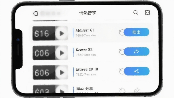 悄然声色音频导出与分享界面,显示已生成音频文件列表,带有导出和分享按钮,手机界面简洁明了