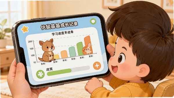 ��������ɳ���¼���棬��ͨͼ��չʾѧϰ���ȣ��ҳ��뺢��һ��鿴�ֻ���Ļ����ܰ����