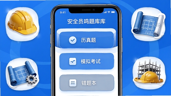 ��ȫԱ������ֻ�APP������չʾ����ɫ��������Ļ������ʾ��ȫԱ�����������б��������������⡢ģ�⿼�ԡ����Ȿ�ȹ�����ڣ���Χ���ư�ȫñ��ʩ��ͼֽ�ȹ���Ԫ��ͼ�꣬���廭����רҵ���ʺ���Ϊ����������ͼ