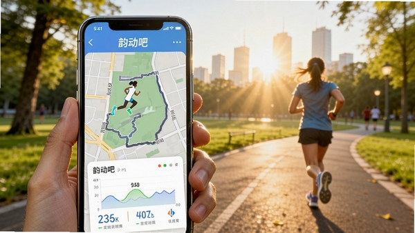 �϶���APP�˶���¼���棬�ֻ���Ļ��ʾ�ܲ��켣��ͼ����������ͼ��������Ϊ���й�԰���ܳ������������ģ��˶�������